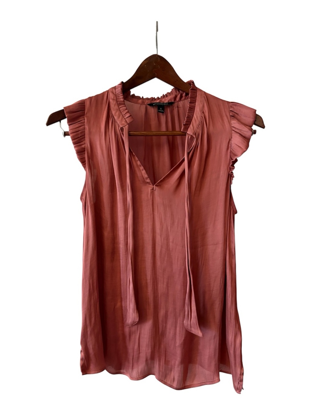 Banana Republic Dusty Rose Ruffle Tie-Neck Sleeveless Blouse